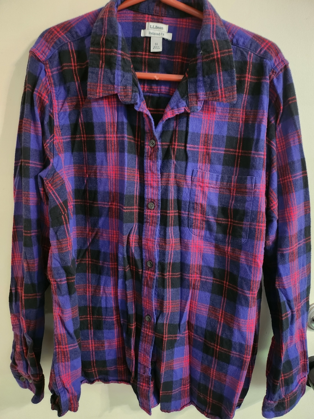 L.L. Bean Women's Plaid Button-Down Flannel Shirt Size: 3X Used